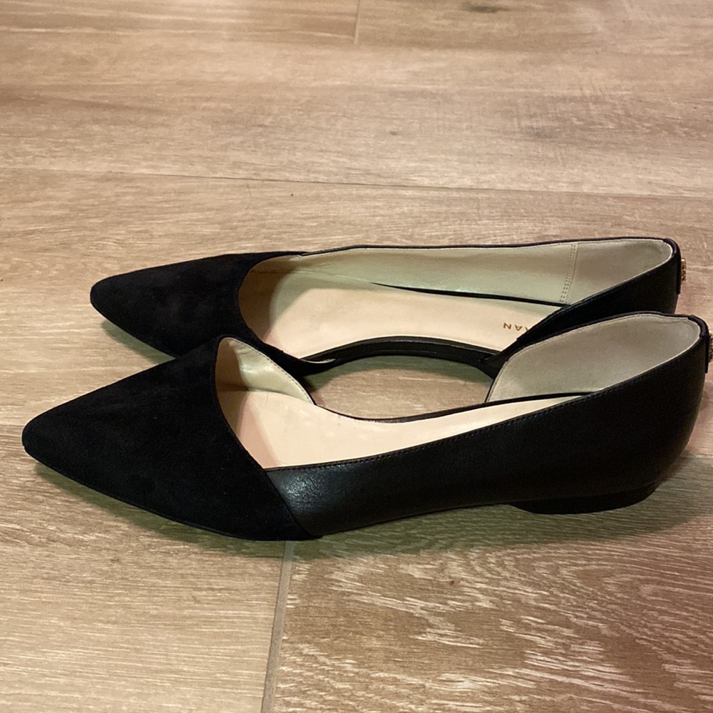 Cole Haan Black Suede and Leather Point D’orsay Flats - Picture 4 of 11